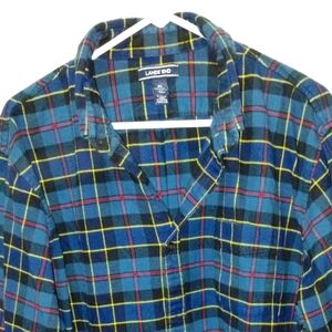 NWOT Lands' End Blue and Yellow Flannel Shirt